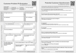 Form to evaluate the Customer-Problem Fit for POTENTIAL customers, with a list of questions to help you get the necessary data.